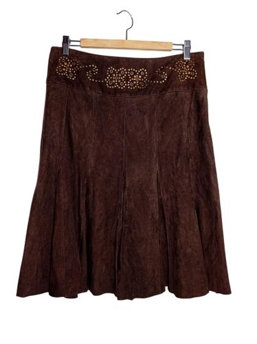 Jupe Trapèze Cuir Marron (T6708) - Label Emmaus - Modalova