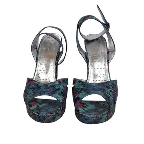 Sandales à Talons - Motifs Python Texturé Turquoise Fuschia - Pointure 40 - Free Lance - Modalova