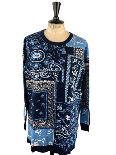 Robe-pull col rond motif bandana jacquard - Bleu marine, bleu ciel & - Taille M - Morgan - Modalova