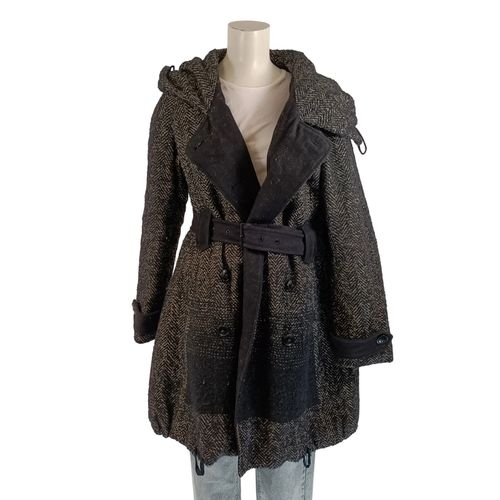 Manteau long chevron capuche ceinture taille 42 - Jacqueline Riu - Modalova