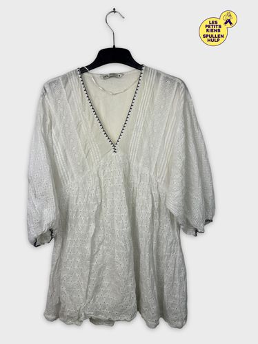 Robe blanche brode ajoure  - zara - Modalova
