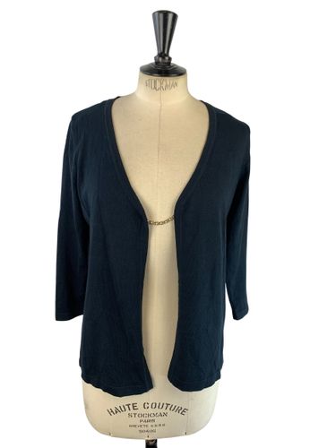 Riu Paris - Gilet ouvert maille fine avec chaînette bijoux & perles - Marine - Taille 1 (S/M) - Label Emmaus - Modalova