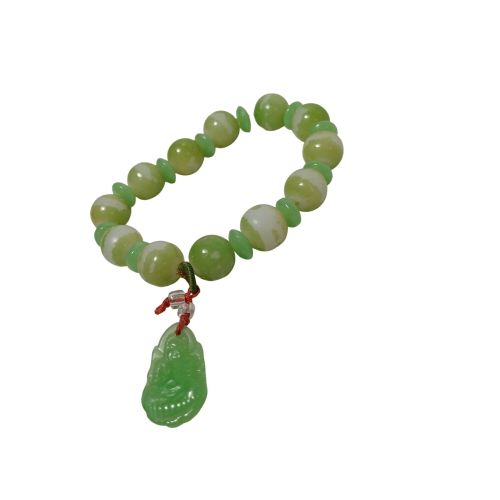 Bracelet avec perles de jade et divinité - Label Emmaus - Modalova