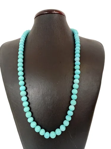 Collier en pâte de verre composé de perles turquoise des années 70 - Label Emmaus - Modalova