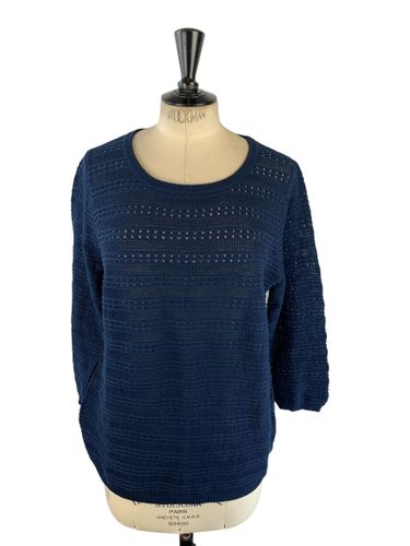 Riu Paris - Pull col rond maille texturée & ajourée - marine - Neuf d'invendu Riu - Taille L - Label Emmaus - Modalova