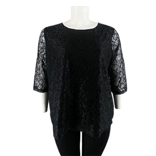 Blouse noire doublure à dentelle - Taille 52 - Label Emmaus - Modalova