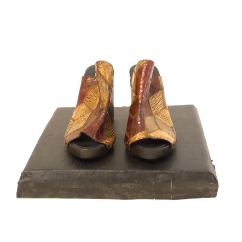 Mules compensées en patchwork de python et semelle facon sabot pointure 37 DELPHINE DELAFON - Label Emmaus - Modalova