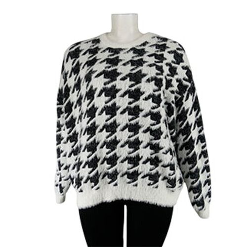 Pull et noir fourrure imprimé pied de poule - Taille 4 XL - Kiabi - Modalova