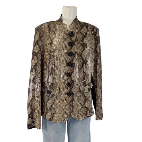 Veste Airfield taille 48 imprimé python serpent beige brun boutons A4426 - Label Emmaus - Modalova