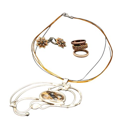 Collier créateur boucles d'oreille Heidi Daus et bagues - Label Emmaus - Modalova