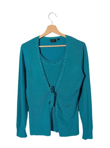 Gilet Top Turquoise Strass (T6997) - Label Emmaus - Modalova