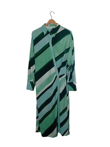 Robe Chemise Longue Rayée Vert L (V3787) - Mango - Modalova