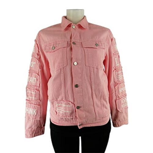Veste en jean imprimée écritures - Taille L - Shein - Modalova