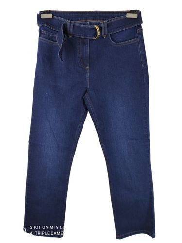 Jean slim ceinturé taille haute en denim de coton stretch - foncé - 38 (estimée) - Label Emmaus - Modalova