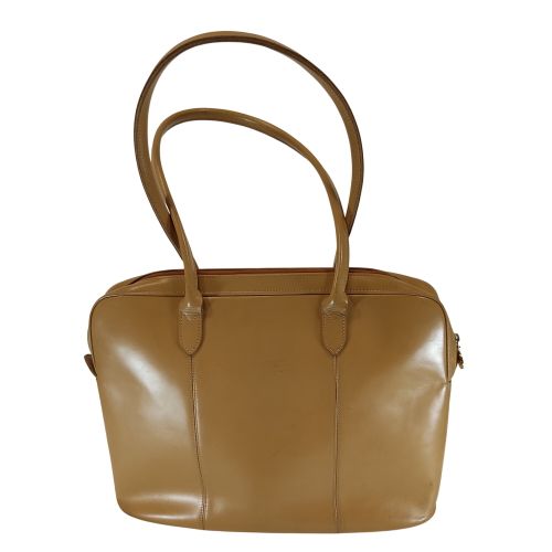 Sac cabas cuir camel vintage porté épaule - Longchamp - Modalova