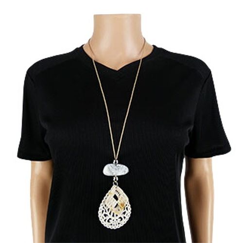Collier pendentif beige - femme - Label Emmaus - Modalova