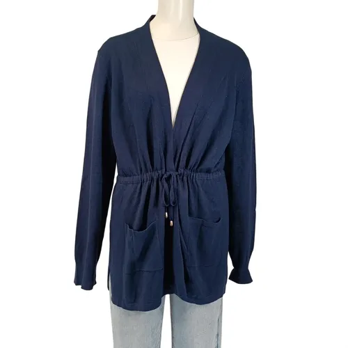 Cardigan long marine ceinturé poches taille XL estimée - Armand Thiery - Modalova