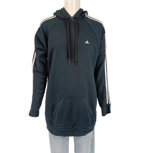 Sweat à capuche Essentials gris anthracite 3 bandes blanches poche kangourou M - Adidas - Modalova
