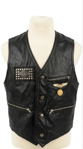 Gilet sans manches en cuir de la marque Harley-Davidson modèle vintage arborant - Label Emmaus - Modalova