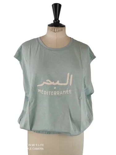 LYOUM — T-shirt crop imprimé « Méditerranée » — Taille L (Neuf avec étiquette) - Label Emmaus - Modalova