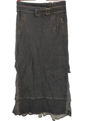 Jupe longue en jean bi matière à volants style Y2K — Fabriquée en Italie — délavé — Taille 46 IT (40/42 FR) - Moschino - Modalova