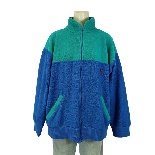Veste polaire zippée électrique et vert turquoise col montant vintage - Vintage Dressing - Modalova