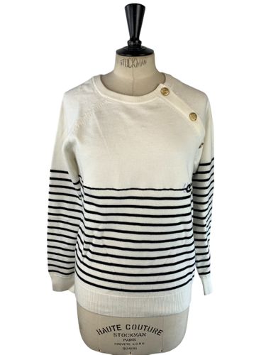 Riu Paris - Pull marinière boutons dorés épaule & broderie - écru & noir - Neuf d'invendu Riu - Taille M - Label Emmaus - Modalova