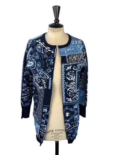 Riu Paris — Gilet long ouvert en maille jacquard motif bandana — marine — Neuf d'invendu Riu — Taille M (estimé) - Label Emmaus - Modalova