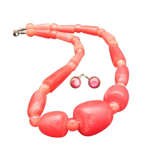 Collier grosses perles couleur corail - Label Emmaus - Modalova