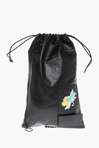 ANDRE WALKER Patent Leather Drawstring Bag with Watercolor P size Unic - Off-White - Modalova