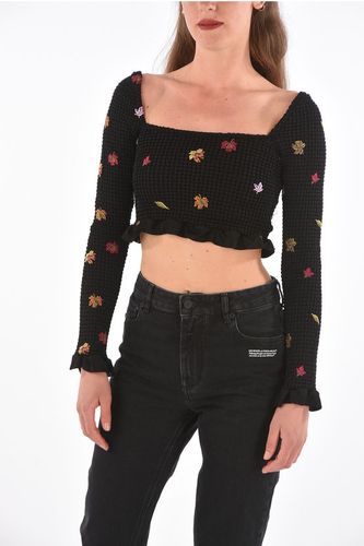 Leaves embroidered long sleeve crop top size 40 - Off-White - Modalova