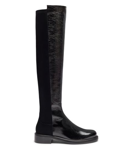 GISELE CUISSARDE, BOTTES ET BOTTINES, , VERNIS FROISSÉ BRILLANT/DAIM STRETCH - Stuart Weitzman - Modalova