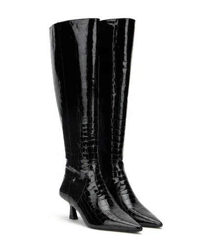 VINNIE BOTTE ZIPPÉE 50, BOTTES ET BOTTINES, , VERNIS CROCO - Stuart Weitzman - Modalova
