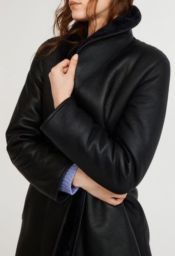 Manteau peau lainée - Claudie Pierlot - Modalova