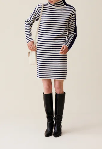 Robe marinière maille col montant - Claudie Pierlot - Modalova