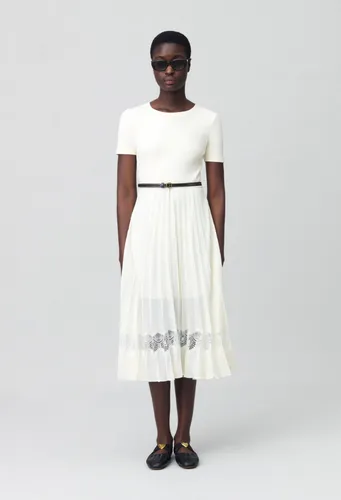 Robe midi Twist bi-matière ivoire - Claudie Pierlot - Modalova