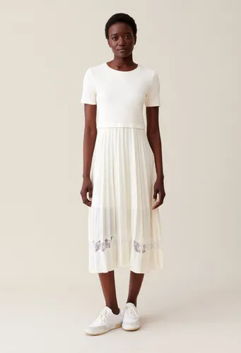 Robe midi Twist bi-matière ivoire - Claudie Pierlot - Modalova