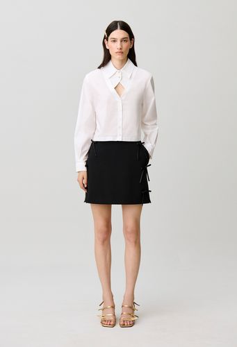 Jupe droite évasée nauds satin - Claudie Pierlot - Modalova