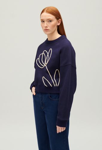 Sweatshirt broderie fleur marine - Claudie Pierlot - Modalova