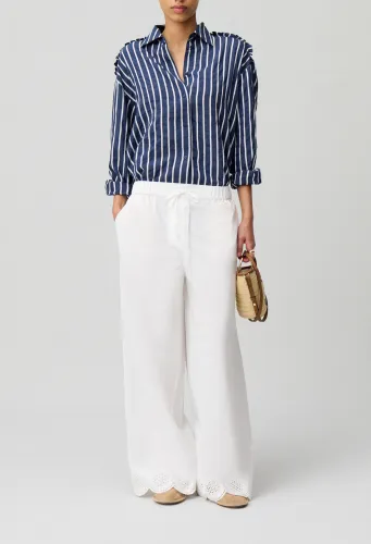 Pantalon léger large brodé - Claudie Pierlot - Modalova