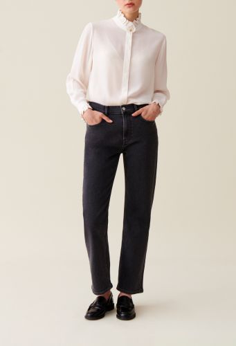 Chemise blanche col montant ondulé - Claudie Pierlot - Modalova