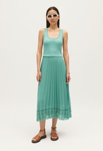 Robe midi bimatière vert d'eau - Claudie Pierlot - Modalova