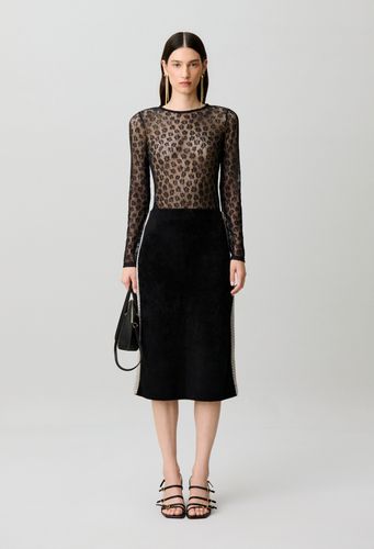 Jupe droite maille effet velours - Claudie Pierlot - Modalova
