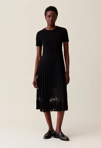 Robe midi Twist bi-matière noire - Claudie Pierlot - Modalova