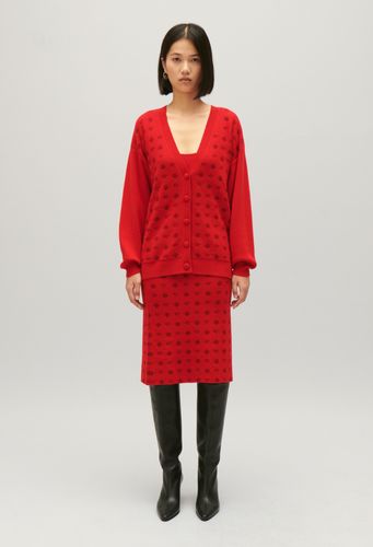 Cardigan jacquard rouge - Claudie Pierlot - Modalova