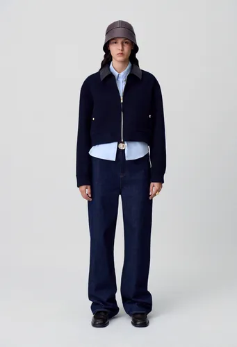 Blouson laine col similicuir - Claudie Pierlot - Modalova