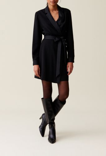 Robe cache-caur col tailleur - Claudie Pierlot - Modalova