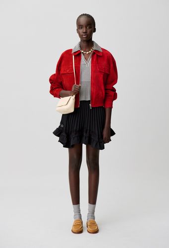 Blouson cuir suède rouge - Claudie Pierlot - Modalova