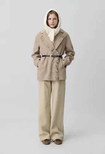Manteau court laine franges - Claudie Pierlot - Modalova