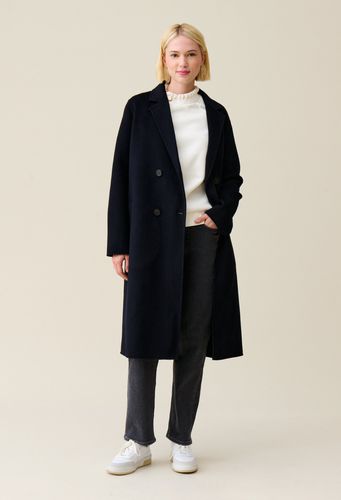 Manteau laine mi-long bleu marine - Claudie Pierlot - Modalova